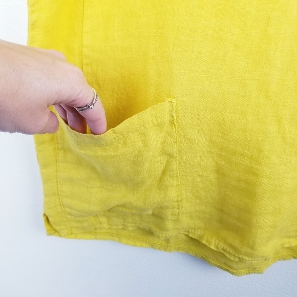 Francesca Bettini Italian Yellow Linen Top NWT size Small - Picture 6 of 11